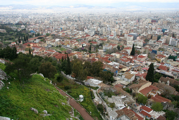 Looking down on Athens from the Acropolis