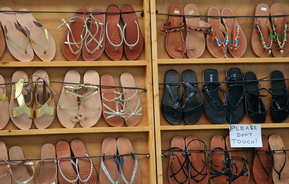 Sandals for sale in the Plaka