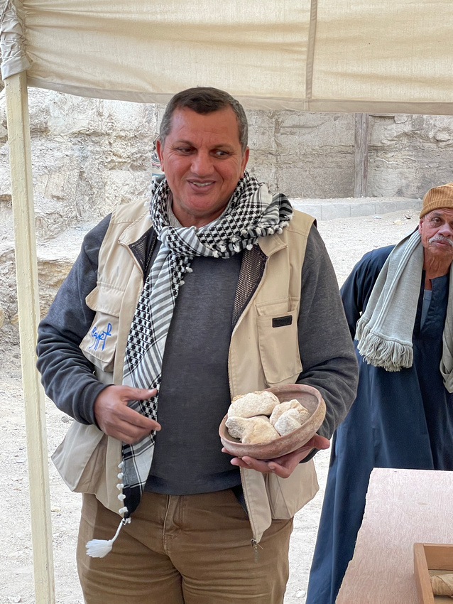 Dr. Mohammed Mohammed Yousef was part of the archaeology team. Here he is showing us mummified cheese.