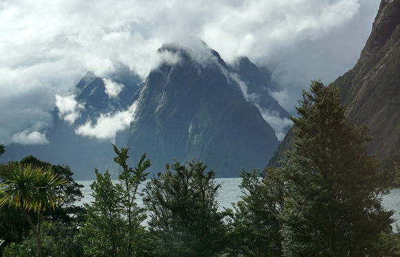 Milford Sound and Mitre Peak, from the lodge
