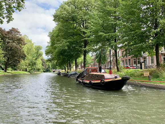 View of Utrecht's Oudegracht canal from a pedal-boat