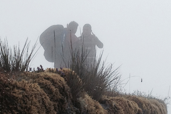 Hikers in the fog