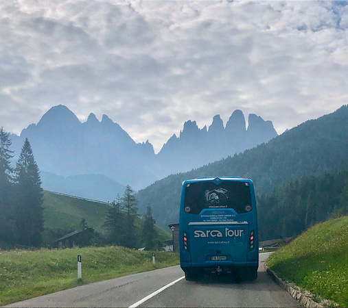 Driving into the Val di Funes - one road in and out