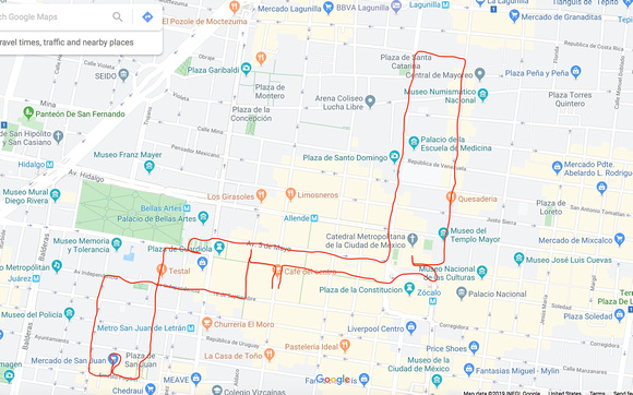 Today's walking route - mostly made up on the fly
