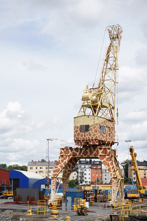 Shipping equipment disguised as a giraffe